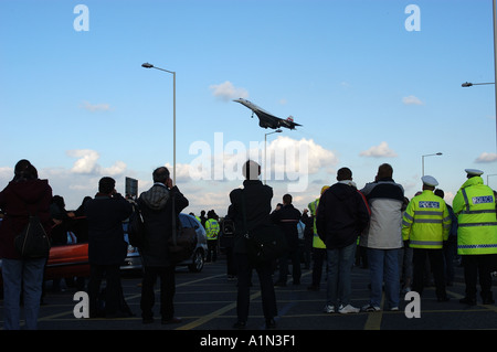 Concorde Ultimo volo commerciale che arrivano all'aeroporto di Londra Heathrow Foto Stock