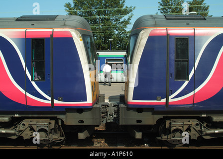 Graphic design utilizzati su carrozze ferroviarie per identificare il treno società operativa prima Great Eastern Foto Stock