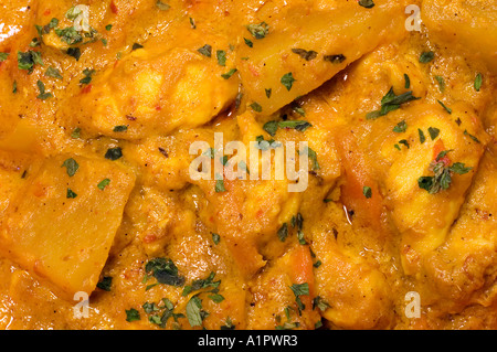 Close-up di Nyonya Kapitan Pollo e curry ed erbe aromatiche Foto Stock