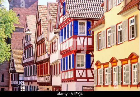 Tipica architettura tedesca Calw Foresta Nera Baden Württemberg Germania Foto Stock