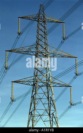 Di energia elettrica ad alta tensione pilone, Sizewell, Suffolk, Regno Unito. Foto Stock