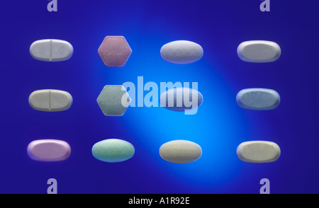 Pillole di farmaci in materia di droga Foto Stock