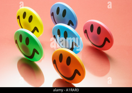 Smiley magneti per il frigo Foto Stock