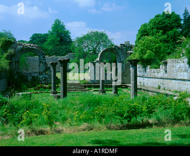 Rovine della casa del Capitolo, Jervaulx Abbey, vicino Leyburn, Wensleydale, North Yorkshire, Inghilterra, Regno Unito. Foto Stock