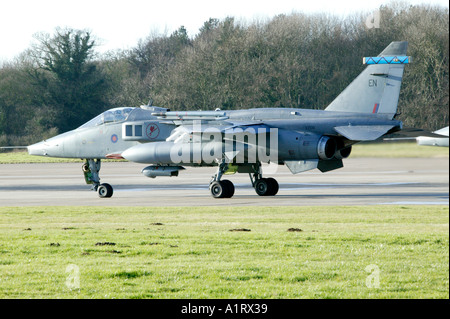 Sepecat Jaguar preparando per il decollo RAF Coltishall NORFOLK REGNO UNITO Foto Stock