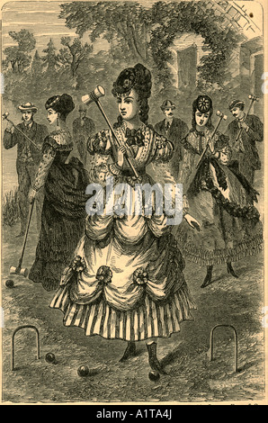 Il Croquet Queen, una piastra dal Croquet dal capitano Mayne Reid, New York 1869 Foto Stock