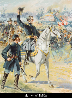 Hooker Generale maggiore nella Battaglia di Chancellorsville, 3 maggio 1863. Artista H A Ogden Foto Stock