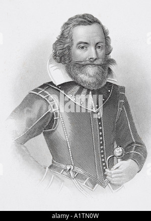 Captain John Smith, 1580-1631. Soldato inglese, esploratore, governatore coloniale, ammiraglio del New England, e autore. Foto Stock