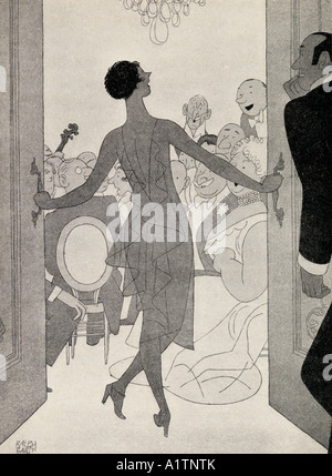 Illustrazione di Ralph Barton, 1891 a 1931. Frontspiece dal libro Ma Signori Sposano Brunettes da Anita Loos, pubblicato 1928. Foto Stock