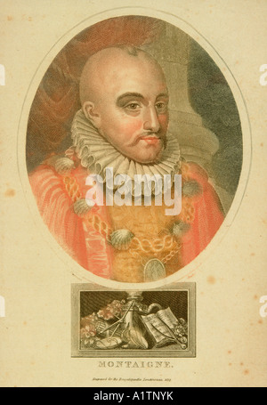 Michel Eyquem de Montaigne, Signore di Montaigne, 1533 - 1592. Scrittore francese. 19th secolo di stampa Foto Stock