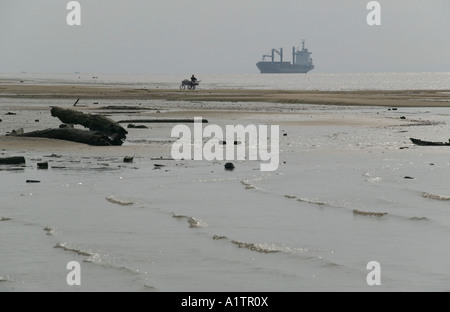 Una bassa marea vista del fiume Amazon appena dentro la sua bocca a Fazendinha nr Macapa Amapa Affitto stato Brasile Foto Stock