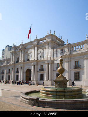 Moneda Palazzo della Moneda Plaza, Santiago del Cile Foto Stock