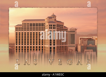 Una vista pittorica di Bellagio Hotel e Casinò di Las Vegas Nevada una delle più lussuose strutture alberghiere in questa Mecca del gioco d'azzardo Foto Stock
