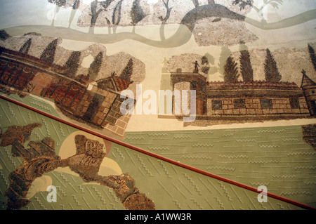 Mosaico romano in camera Giardino del Museo Bardo di Tunisi, capitale della Tunisia Foto Stock
