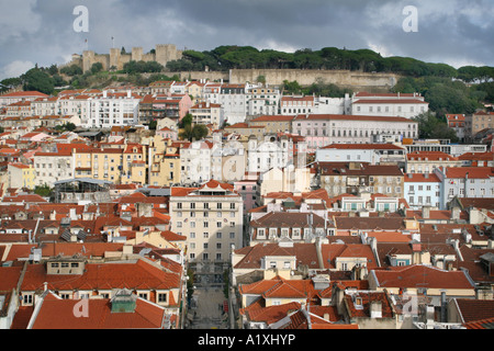 Il Portogallo, Lisbona, Cityview dall'Elevador de Santa Justa Foto Stock