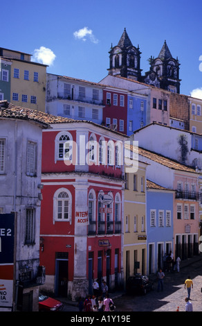 Architettura coloniale, Largo de Pelourinho, Salvador, Bahia, Brasile Foto Stock