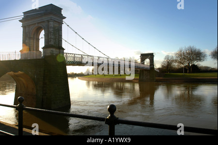 Wilford sospensione ponte sul fiume Trent, Nottingham Foto Stock