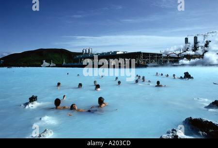 Blue Lagoon. Svartsengi Impianto geotermico. L'Islanda Foto Stock