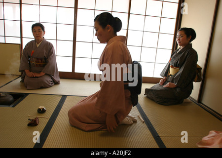 L'insegnamento tradizionale arte di cerimonie del tè, Tokyo, Giappone Foto Stock