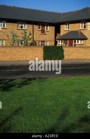 Suburbia Housing Development in Teddington con una patch di edera sul muro del giardino Middlesex London Foto Stock