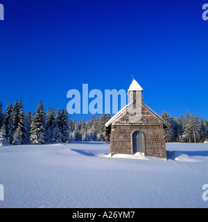 Cappella Dreisessel in inverno, Foresta Bavarese, Baviera, Germania. Foto di Willy Matheisl Foto Stock