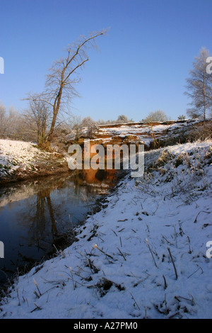 Robin Grotta cappe Walesby Nottinghamshire nella neve Foto Stock