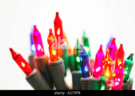 Close up di colorati Natale incandescente lampadine Foto Stock