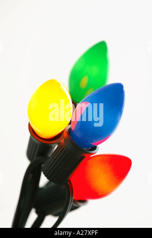 Close up di colorati Natale incandescente lampadine Foto Stock