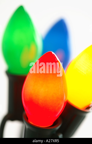 Close up di colorati Natale incandescente lampadine Foto Stock