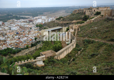 Sagunto Castle & acropoli Camp de Morvedre Comunitat Comunidad Valenciana España Spagna spagnolo Iberia Penisola Iberica Europa Foto Stock