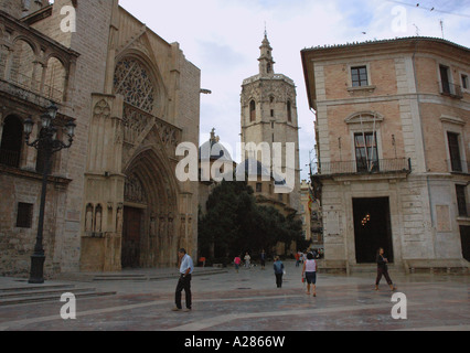 Plaza de la Virgen vergine square Valencia Comunitat Comunidad Valenciana Costa del Azahar España Spagna spagnolo Iberia Europa Foto Stock