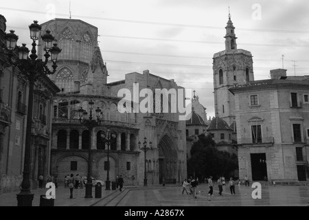 Plaza de la Virgen vergine square Valencia Comunitat Comunidad Valenciana Costa del Azahar España Spagna spagnolo Iberia Europa Foto Stock