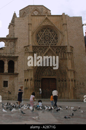 Plaza de la Virgen vergine square Valencia Comunitat Comunidad Valenciana Costa del Azahar España Spagna spagnolo Iberia Europa Foto Stock