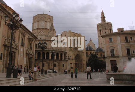 Plaza de la Virgen vergine square Valencia Comunitat Comunidad Valenciana Costa del Azahar España Spagna spagnolo Iberia Europa Foto Stock