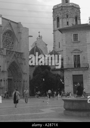 Plaza de la Virgen vergine square Valencia Comunitat Comunidad Valenciana Costa del Azahar España Spagna spagnolo Iberia Europa Foto Stock