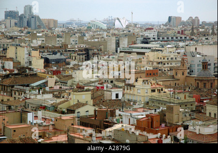 Panoramica sulla cima di Valencia Miguelete Micalet Comunitat Comunidad Valenciana Costa del Azahar España Spagna spagnolo Iberia Europa Foto Stock