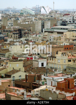 Panoramica sulla cima di Valencia Miguelete Micalet Comunitat Comunidad Valenciana Costa del Azahar España Spagna spagnolo Iberia Europa Foto Stock