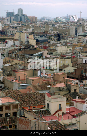 Panoramica sulla cima di Valencia Miguelete Micalet Comunitat Comunidad Valenciana Costa del Azahar España Spagna spagnolo Iberia Europa Foto Stock