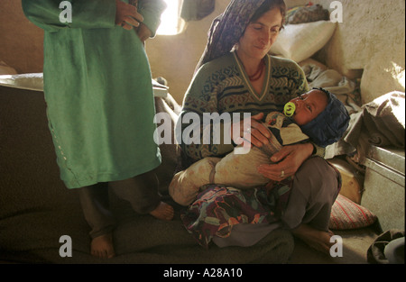 Penshir Afghanistan gli sfollati Sfollati dal piano di Shomali ora rifugiarsi in campi intorno alla valle Penshir Foto Stock