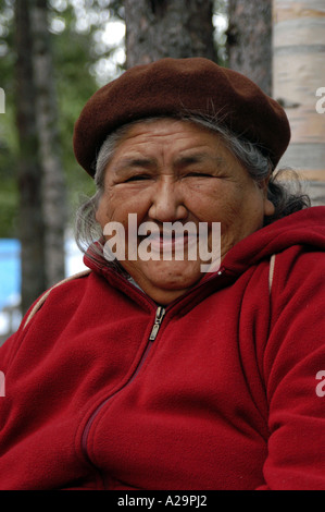Anziani nativi donna Cree Foto Stock