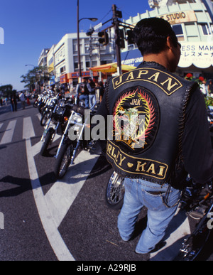 Giapponese Harley Davidson Rider a Okinawa City Gate 2 Festival Foto Stock