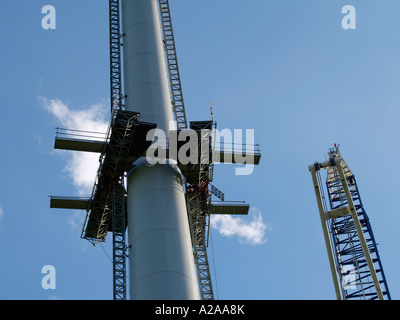 Windpark parndorf, Austria, la costruzione di un mulino a vento Foto Stock