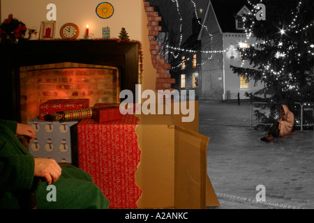 Senzatetto alla vigilia di Natale Foto Stock Senzatetto alla vigilia di Natale Foto Stock