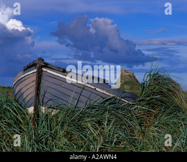 Lindisfarne Castello, Isola Santa, Northumberland. Foto Stock