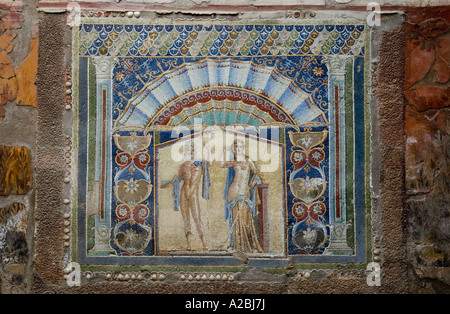 Mosaico a casa di Nettuno e Anfitrite, Ercolano, Iltay Foto Stock