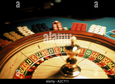 Il gioco d'azzardo ruota della roulette Foto Stock