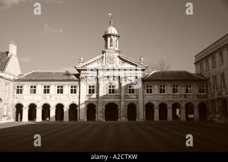 'Emmanuel College' Università di Cambridge, in bianco e nero girato. Foto Stock