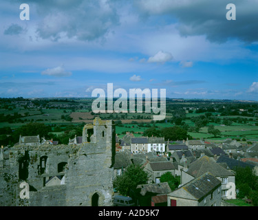 Villaggio Middleham visto dal Castello, Wensleydale, North Yorkshire, Inghilterra, Regno Unito. Foto Stock