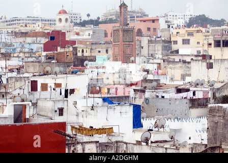 Vista dei tetti della Medina, Tangeri, Marocco Foto Stock