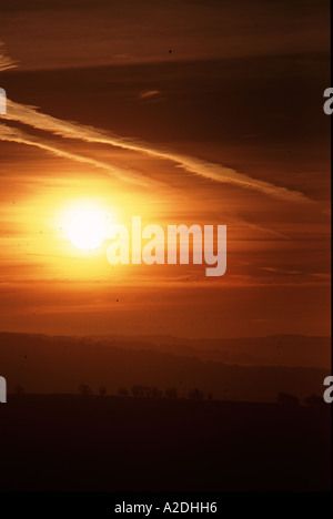 Il sole di Dicembre con un incremento di oltre il Shaftesbury Dorset Foto Stock